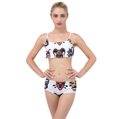 Tribal-masks-african-culture-set Layered Top Bikini Set by 99art