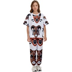 Tribal-masks-african-culture-set Kids  Tee And Pants Sports Set