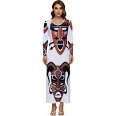 Tribal-masks-african-culture-set Long Sleeve Longline Maxi Dress by 99art