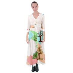 Seasons-of-the-year-year-tree Button Up Maxi Dress