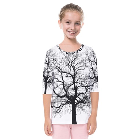 Tree-silhouette-winter-plant Kids  Quarter Sleeve Raglan Tee by 99art