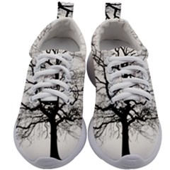 Tree-silhouette-winter-plant Kids Athletic Shoes by 99art