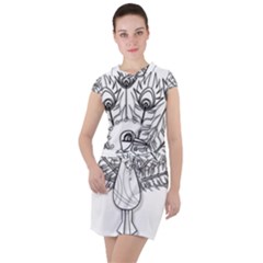 Peacock-plumage-display-bird Drawstring Hooded Dress