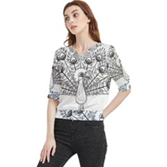 Peacock-plumage-display-bird Quarter Sleeve Blouse