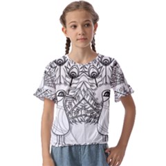 Peacock-plumage-display-bird Kids  Cuff Sleeve Scrunch Bottom Tee