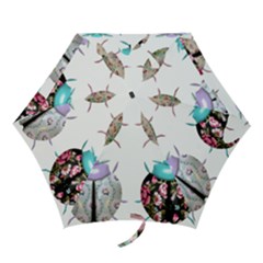 Ladybug-flower-pattern-shabby-chic Mini Folding Umbrellas