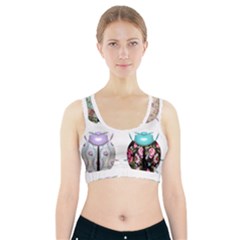 Ladybug-flower-pattern-shabby-chic Sports Bra With Pocket