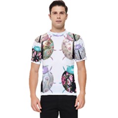 Ladybug-flower-pattern-shabby-chic Men s Short Sleeve Rash Guard