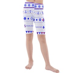 Marine Nautical Clip Art Kids  Mid Length Swim Shorts by 99art