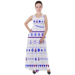 Marine Nautical Clip Art Empire Waist Velour Maxi Dress by 99art
