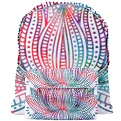 Lotus Feathers Boho Watercolor Giant Full Print Backpack by 99art