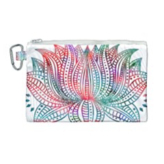 Lotus Feathers Boho Watercolor Canvas Cosmetic Bag (large)