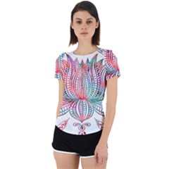 Lotus Feathers Boho Watercolor Back Cut Out Sport Tee by 99art