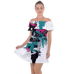 Japan Ninja-japanese-samurai-color- Off Shoulder Velour Dress by 99art