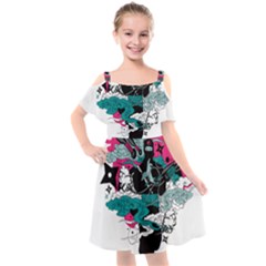 Japan Ninja-japanese-samurai-color- Kids  Cut Out Shoulders Chiffon Dress