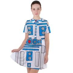 Technology-clip-art-r2d2 Short Sleeve Shoulder Cut Out Dress  by 99art