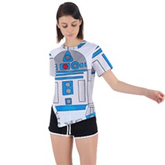 Technology-clip-art-r2d2 Asymmetrical Short Sleeve Sports Tee by 99art