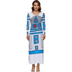 Technology-clip-art-r2d2 Long Sleeve Longline Maxi Dress by 99art