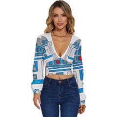 Technology-clip-art-r2d2 Long Sleeve Deep-v Velour Top by 99art