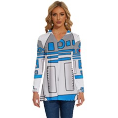 Technology-clip-art-r2d2 Long Sleeve Drawstring Hooded Top by 99art