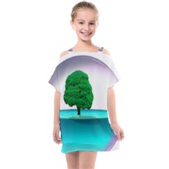 Crystal-ball-sphere-cartoon Color Background Kids  One Piece Chiffon Dress by 99art