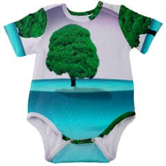 Crystal-ball-sphere-cartoon Color Background Baby Short Sleeve Bodysuit by 99art