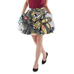 Scooter-motorcycle-boot-cartoon-vector A-line Pocket Skirt by 99art