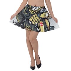 Scooter-motorcycle-boot-cartoon-vector Velvet Skater Skirt by 99art