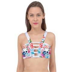 Day Of The Dead Skull Art Cage Up Bikini Top by 99art