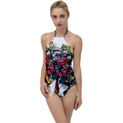 Mural Graffiti Paint Go With The Flow One Piece Swimsuit by 99art