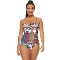 Amsterdam Graphic Design Poster Illustration Retro Full Coverage Swimsuit