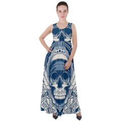 Skull Drawing Empire Waist Velour Maxi Dress by 99art