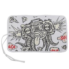 Drawing Clip Art Hand Painted Abstract Creative Space Squid Radio Pen Storage Case (m)