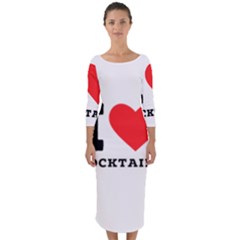 I love cocktails  Quarter Sleeve Midi Bodycon Dress