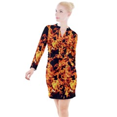 Live Coals Button Long Sleeve Dress by artworkshop