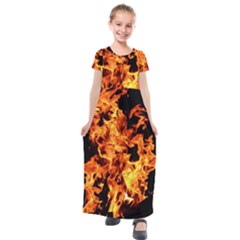 Live Coals Kids  Short Sleeve Maxi Dress by artworkshop