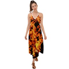 Live Coals Halter Tie Back Dress  by artworkshop