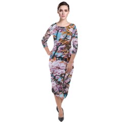 Nature Beautiful Rainbow Quarter Sleeve Midi Velour Bodycon Dress by artworkshop