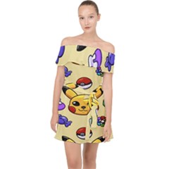 Pikachu Off Shoulder Chiffon Dress by artworkshop