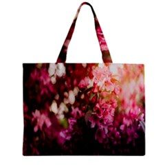 Pink Flower Zipper Mini Tote Bag by artworkshop