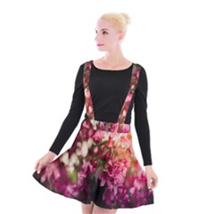 Pink Flower Suspender Skater Skirt by artworkshop