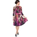 Pink Flower Quarter Sleeve Waist Band Dress View2