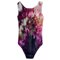 Pink Flower Kids  Cut-out Back One Piece Swimsuit