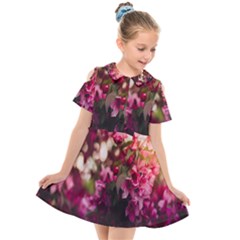 Pink Flower Kids  Short Sleeve Shirt Dress by artworkshop