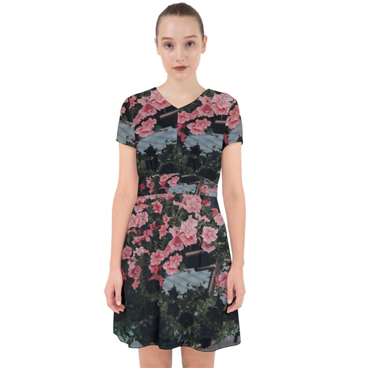 Pink Peony  Flower Adorable in Chiffon Dress