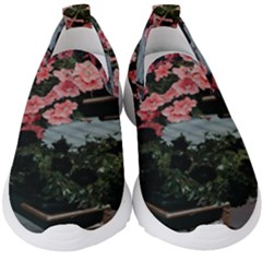 Pink Peony  Flower Kids  Slip On Sneakers by artworkshop