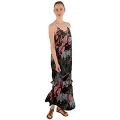 Pink Peony  Flower Cami Maxi Ruffle Chiffon Dress by artworkshop