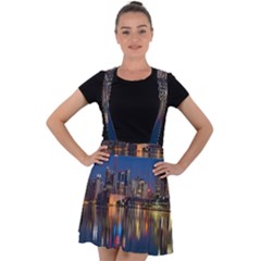 Seaside River Velvet Suspender Skater Skirt by artworkshop