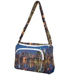 Seaside River Front Pocket Crossbody Bag by artworkshop