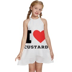 I Love Custard Kids  Halter Collar Waist Tie Chiffon Dress by ilovewhateva